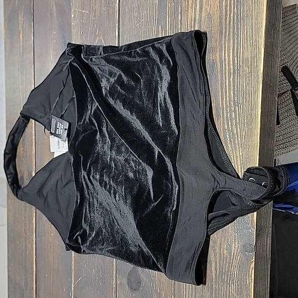Body Contour Velvet Deep V-Neck Halter Bodysuit -L - Picture 4 of 4